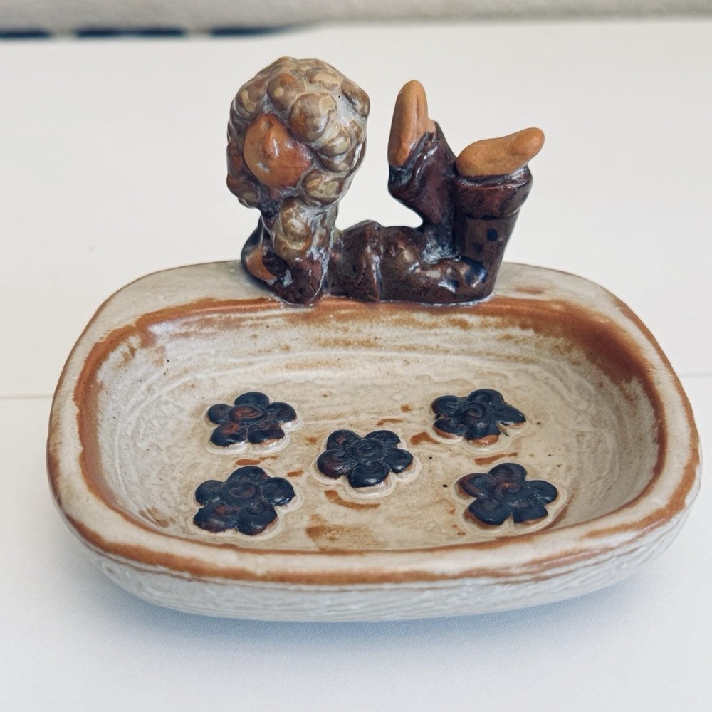 Vtg Counterpoint S.F. Ceramic Girl Figurine Trinket/soap Dish Made in Japan 70's